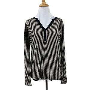 Massimo Rebecchi Popover Top Womens S Small Multi Striped Long Sleeve Drop Tail